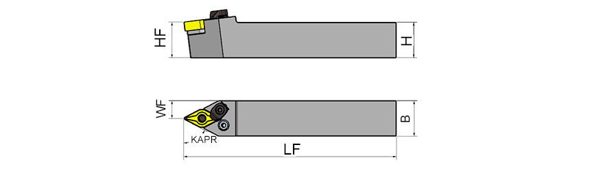AKKO PDNNN P-System External Turning Toolholder - dimension drawing