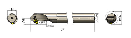AKKO PDXNR/L P-System Boring Bar - dimension drawing