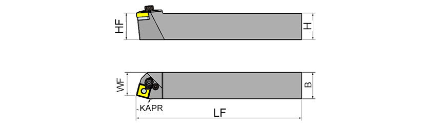 AKKO PSBNR/L P-System External Turning Toolholder - dimension drawing
