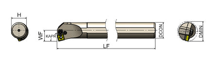 AKKO PSKNR/L P-System Boring Bar - dimension drawing