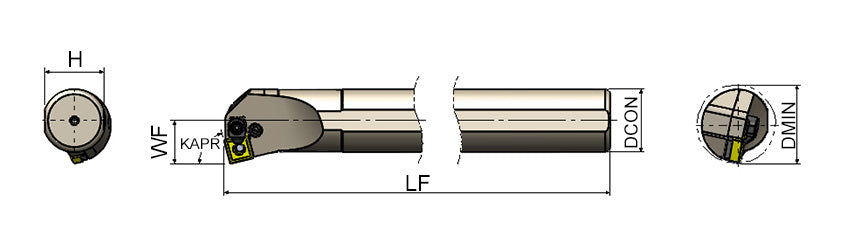 AKKO PSKNR/L P-System Boring Bar - dimension drawing
