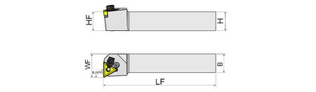 AKKO PTFNR/L P-System External Turning Toolholder - dimension drawing