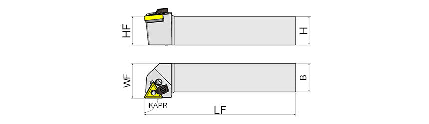 AKKO PTGNR/L P-System External Turning Toolholder - dimension drawing