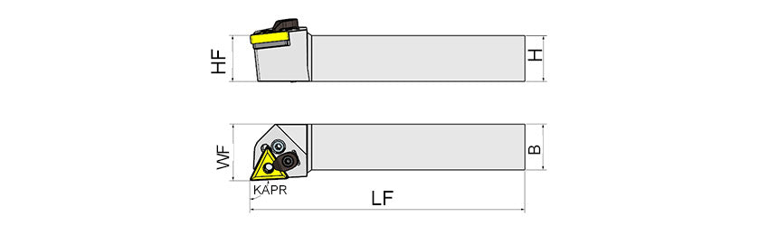 AKKO PTJNR/L P-System External Turning Toolholder - dimension drawing
