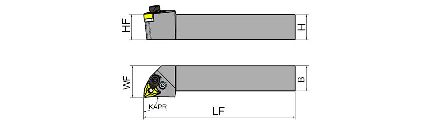AKKO PWLNR/L P-System External Turning Toolholder - dimension drawing