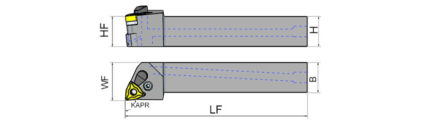 AKKO PWLNR/L-H P-System External Turning Toolholder - dimension drawing