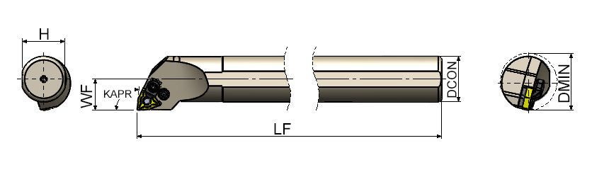 AKKO PWLNR/L P-System Boring Bar - dimension drawing
