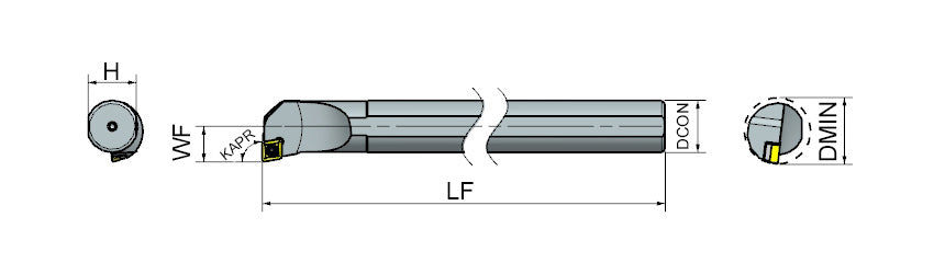AKKO SCFCR/L S-System Boring Bar - dimension drawing