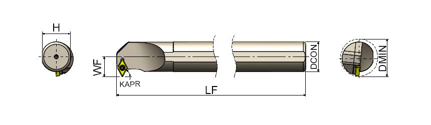 AKKO SD-CR/L S-System Boring Bar - dimension drawing