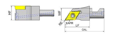 AKKO SDJCR/L SEC Swiss Easy Change Tool - dimension drawing