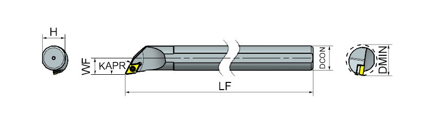 AKKO SDPCR/L S-System Boring Bar - dimension drawing