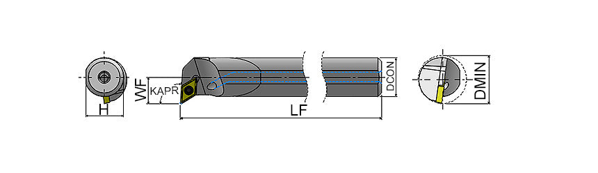 AKKO SDUCR/L S-System Carbide Boring Bar - dimension drawing