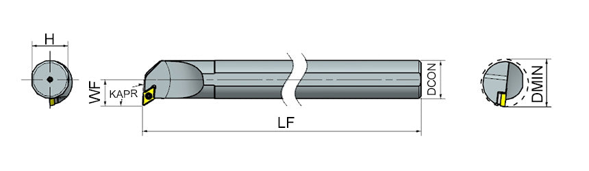 AKKO SDUCR/L S-System Boring Bar - dimension drawing