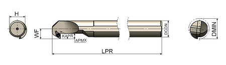 AKKO SDXCR/L S-System Boring Bar - dimension drawing