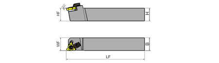 AKKO SER/L External Threading Toolholder - dimension drawing