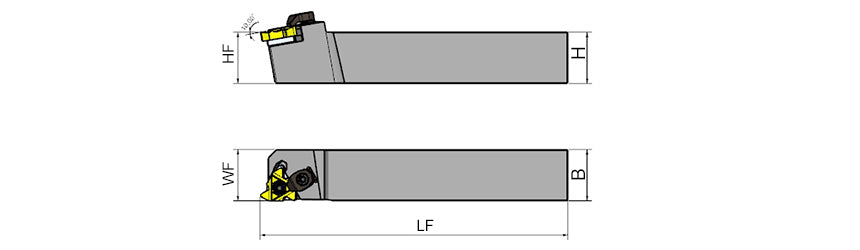 AKKO SER/L External Threading Toolholder - dimension drawing