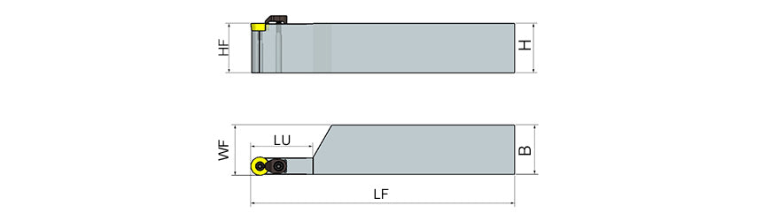 AKKO SRDCR/L S-System External Turning Toolholder - dimension drawing