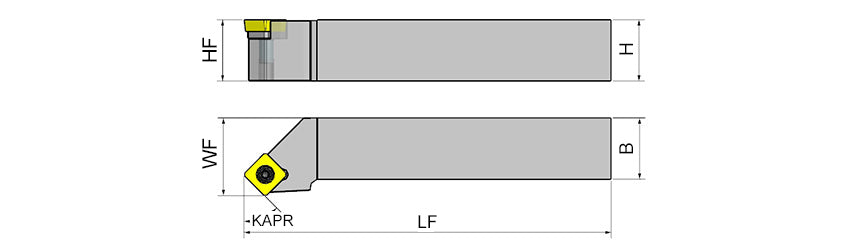 AKKO SSSCR/L S-System External Turning Toolholder - dimension drawing