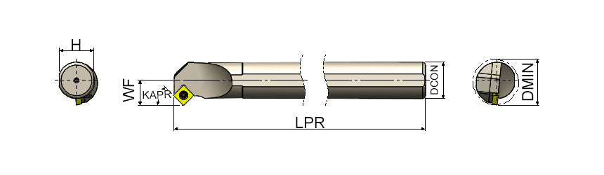 AKKO SSSCR/L S-System Boring Bar - dimension drawing