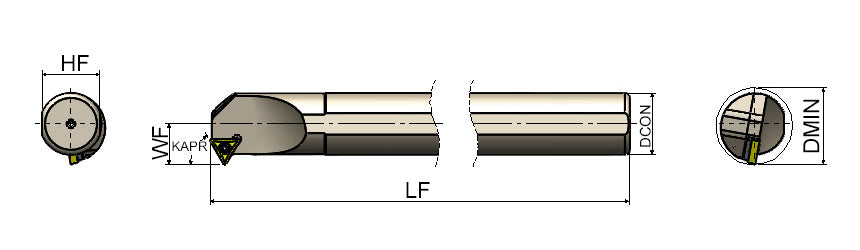 AKKO ST-CR/L S-System Boring Bar - dimension drawing