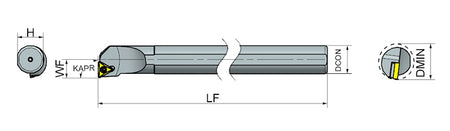 AKKO STFCR/L S-System Boring Bar - dimension drawing