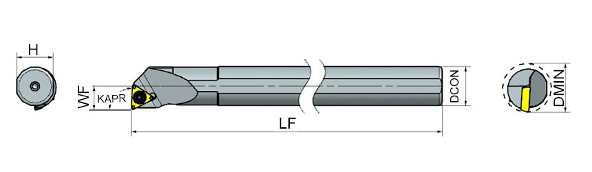 AKKO STUPR/L S-System Boring Bar - dimension drawing