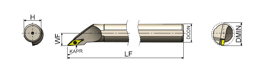 AKKO SVJBR/L S-System Boring Bar - dimension drawing