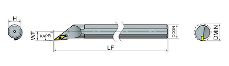 AKKO SVJCR/L S-System Boring Bar - dimension drawing