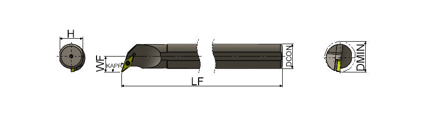AKKO SVQBR/L S-System Boring Bar - dimension drawing
