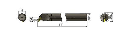 AKKO SVQBR/L S-System Boring Bar - dimension drawing