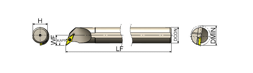AKKO SVQCR/L S-System Boring Bar - dimension drawing