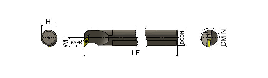 AKKO SVUCR/L S-System Boring Bar - dimension drawing