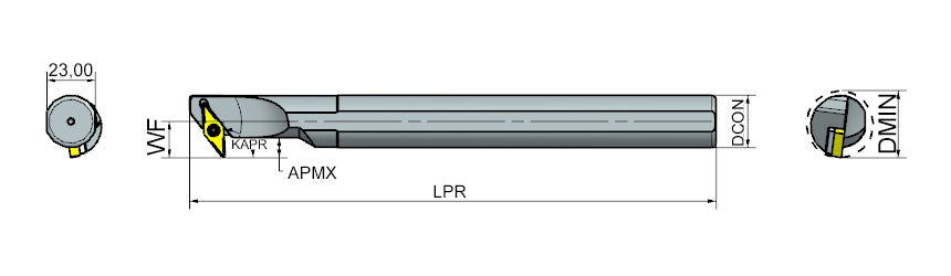 AKKO SVXBR/L S-System Boring Bar - dimension drawing