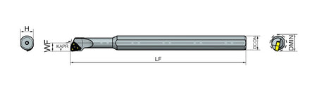 AKKO SWLCR/L S-System Boring Bar - dimension drawing