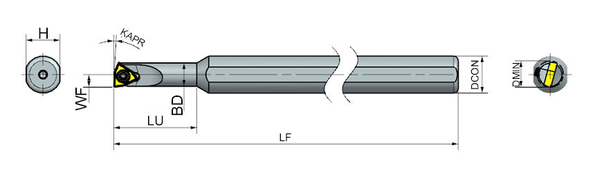 AKKO SWUBR/L S-System Boring Bar - dimension drawing