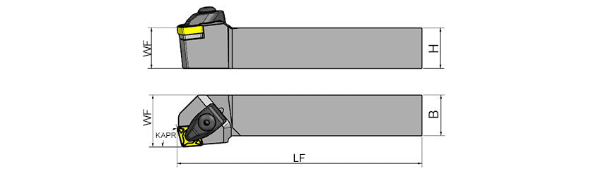 AKKO TCKNR/L T-System External Turning Toolholder - dimension drawing