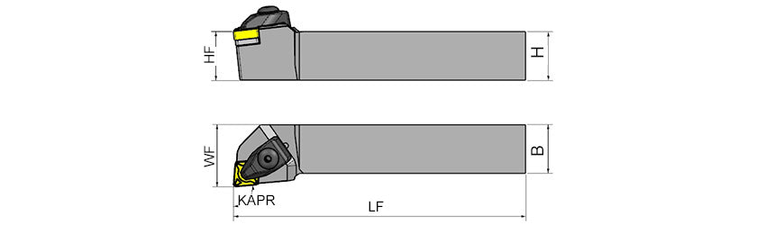 AKKO TCLNR/L T-System External Turning Toolholder - dimension drawing