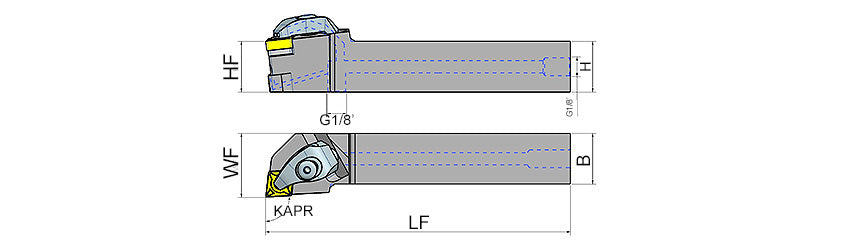 AKKO TCLNR/L-H T-System External Turning Toolholder - dimension drawing