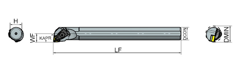 AKKO TCLNR/L T-System Boring Bar - dimension drawing