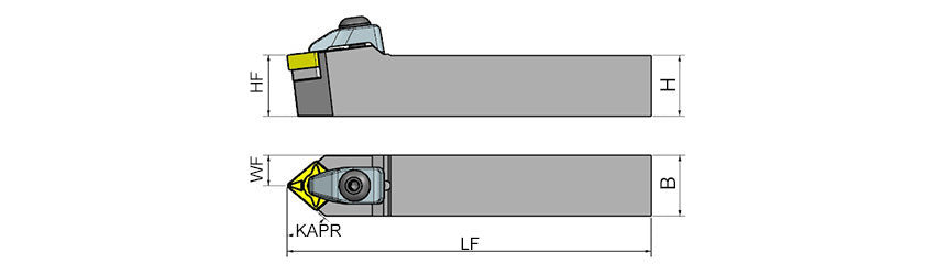 AKKO TCMNN T-System External Turning Toolholder - dimension drawing