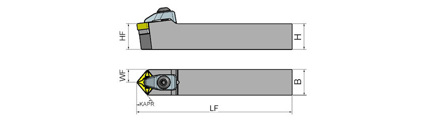 AKKO TCZNN T-System External Turning Toolholder - dimension drawing