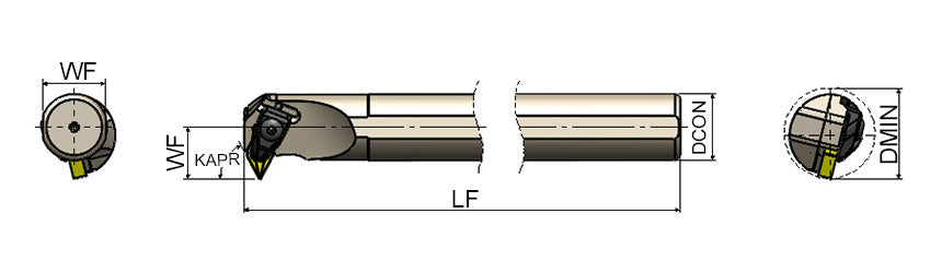 AKKO TD-NR/L T-System Boring Bar - dimension drawing
