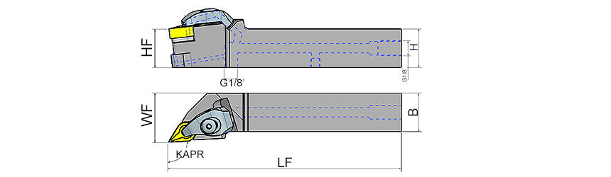 AKKO TDJNR/L-H T-System External Turning Toolholder - dimension drawing