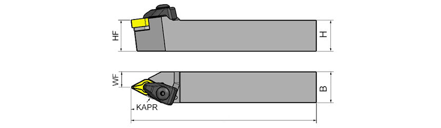 AKKO TDNNN T-System External Turning Toolholder - dimension drawing