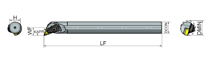 AKKO TDQNR/L T-System Boring Bar - dimension drawing