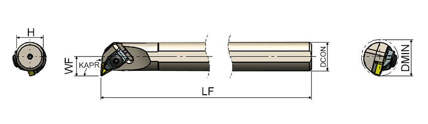 AKKO TDUNR/L T-System Boring Bar - dimension drawing
