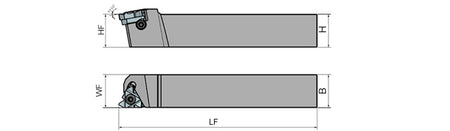 AKKO TER/L External Threading Toolholder - dimension drawing