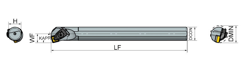 AKKO TSKNR/L T-System Boring Bar - dimension drawing