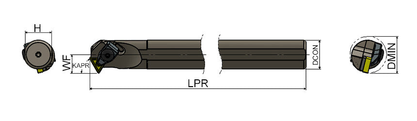 AKKO TT-NR/L T-System Boring Bar - dimension drawing