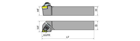 AKKO TTGNR/L T-System External Turning Toolholder - dimension drawing